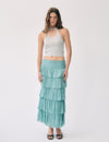 Multi-ruffle shiny skirt