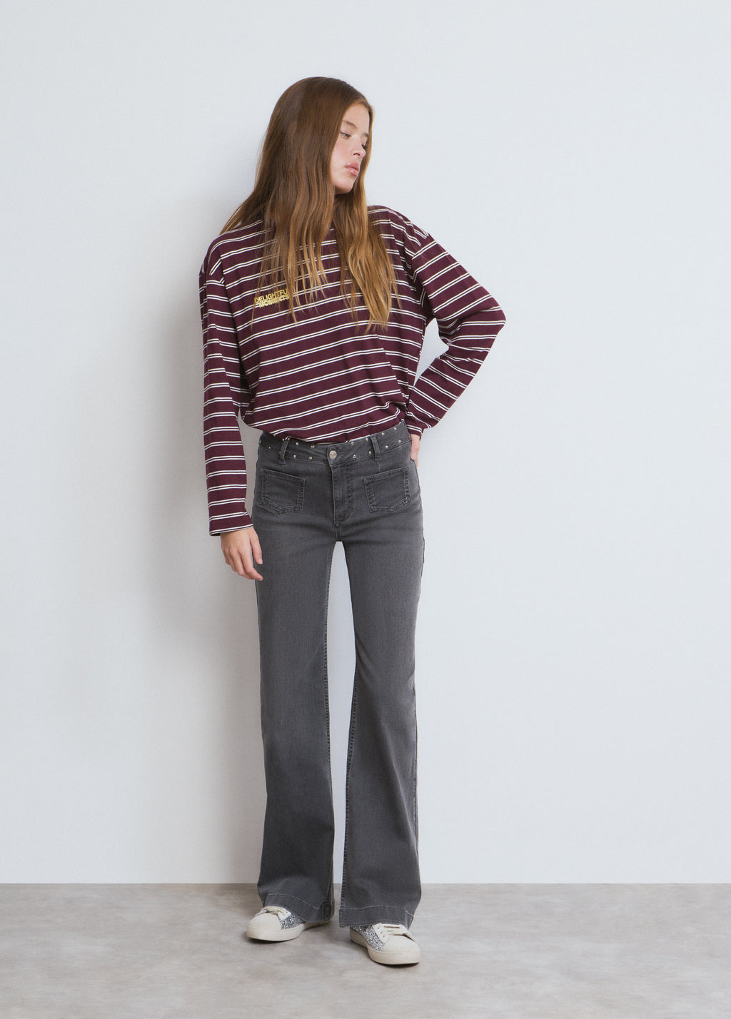 Jeans poche patch étoiles twill