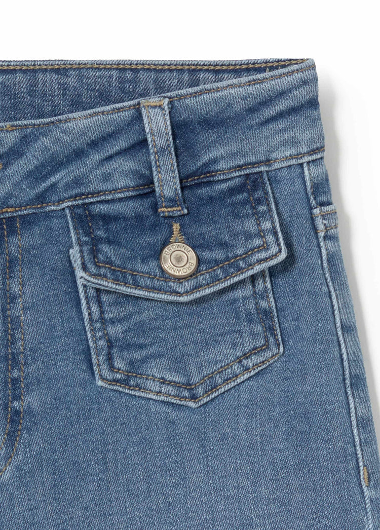 Jeans campana bolsillos frontales