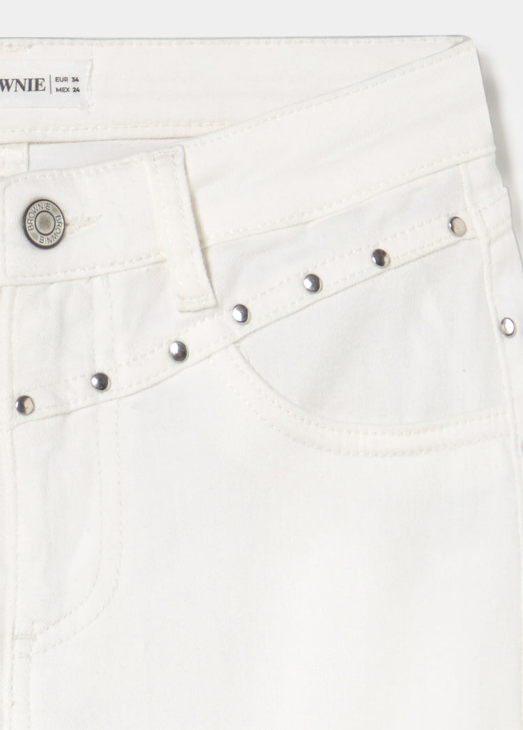 Jeans flare cropped tachas