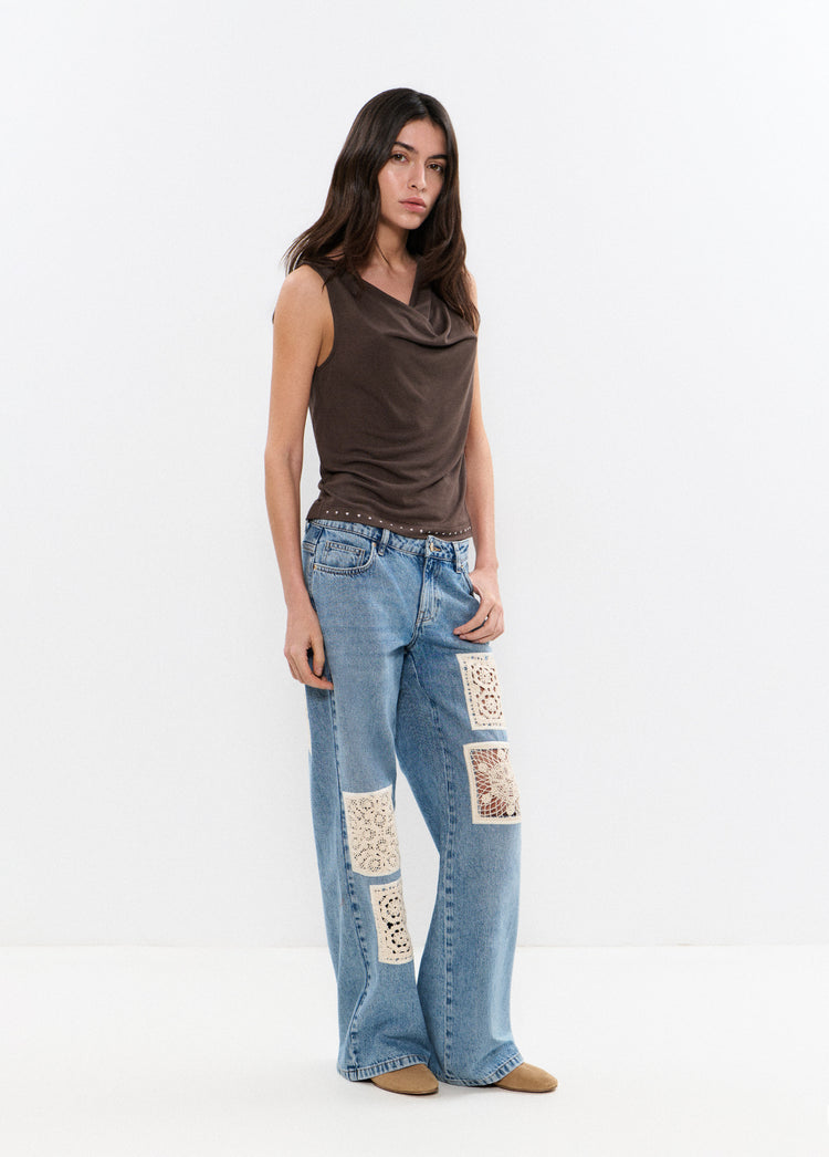 Jeans parches crochet