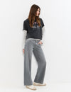 Jeans met lage taille, geborduurde vleugels en studs