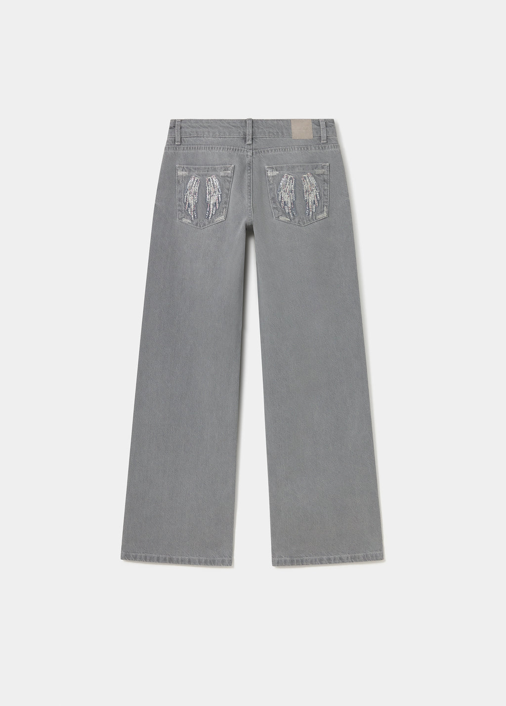 Jean taille basse ailes brodées et clous