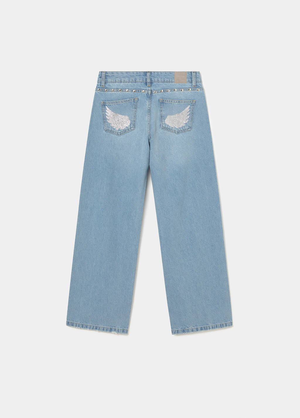 Low-Rise-Jeans mit Glitzerflügeln