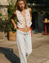 Jeans with turned-up waistband
