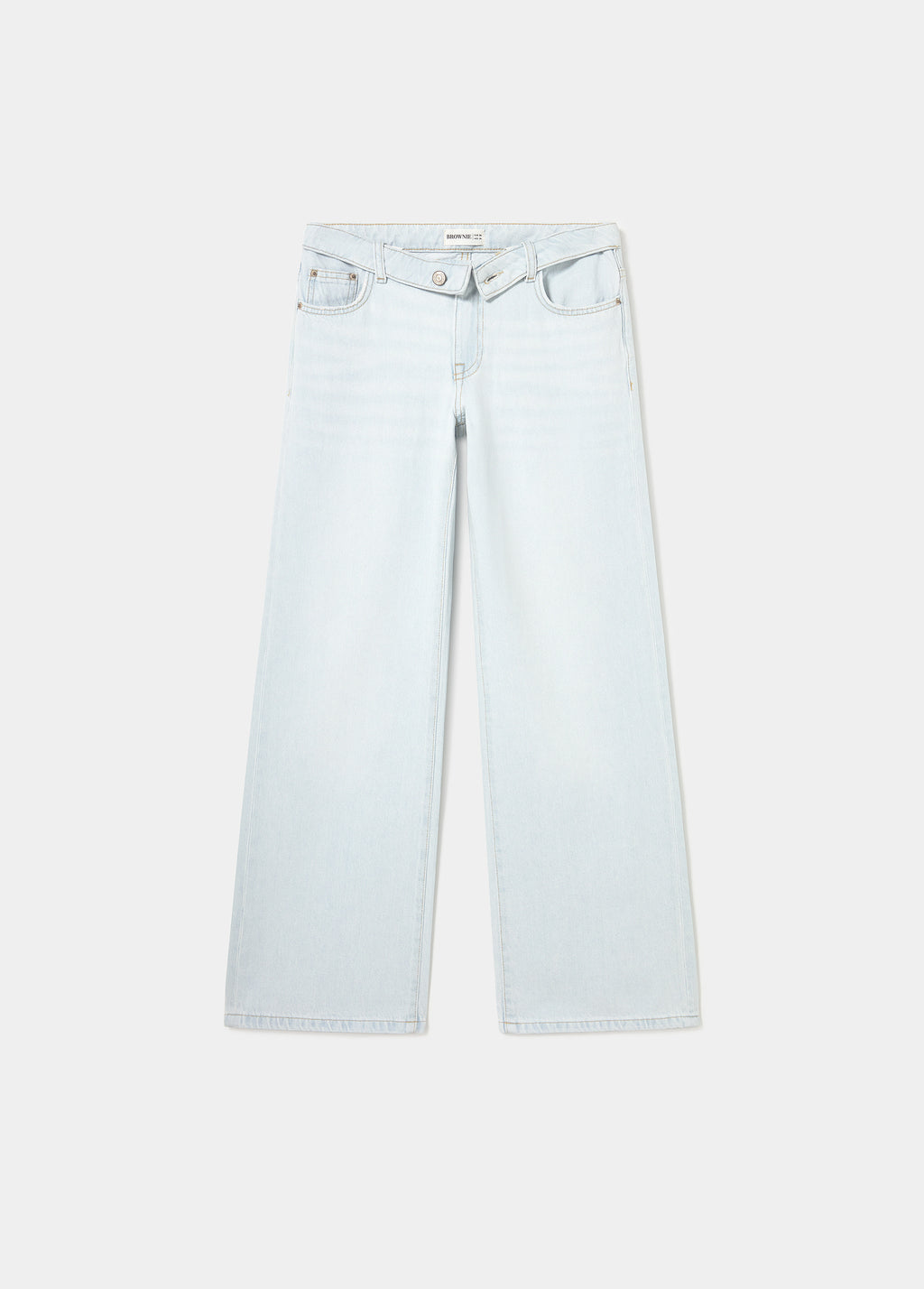 Jeans with turned-up waistband