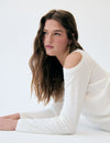 Shoulder cut-out sequin sweater