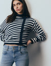 Asymmetric striped sweater with choker