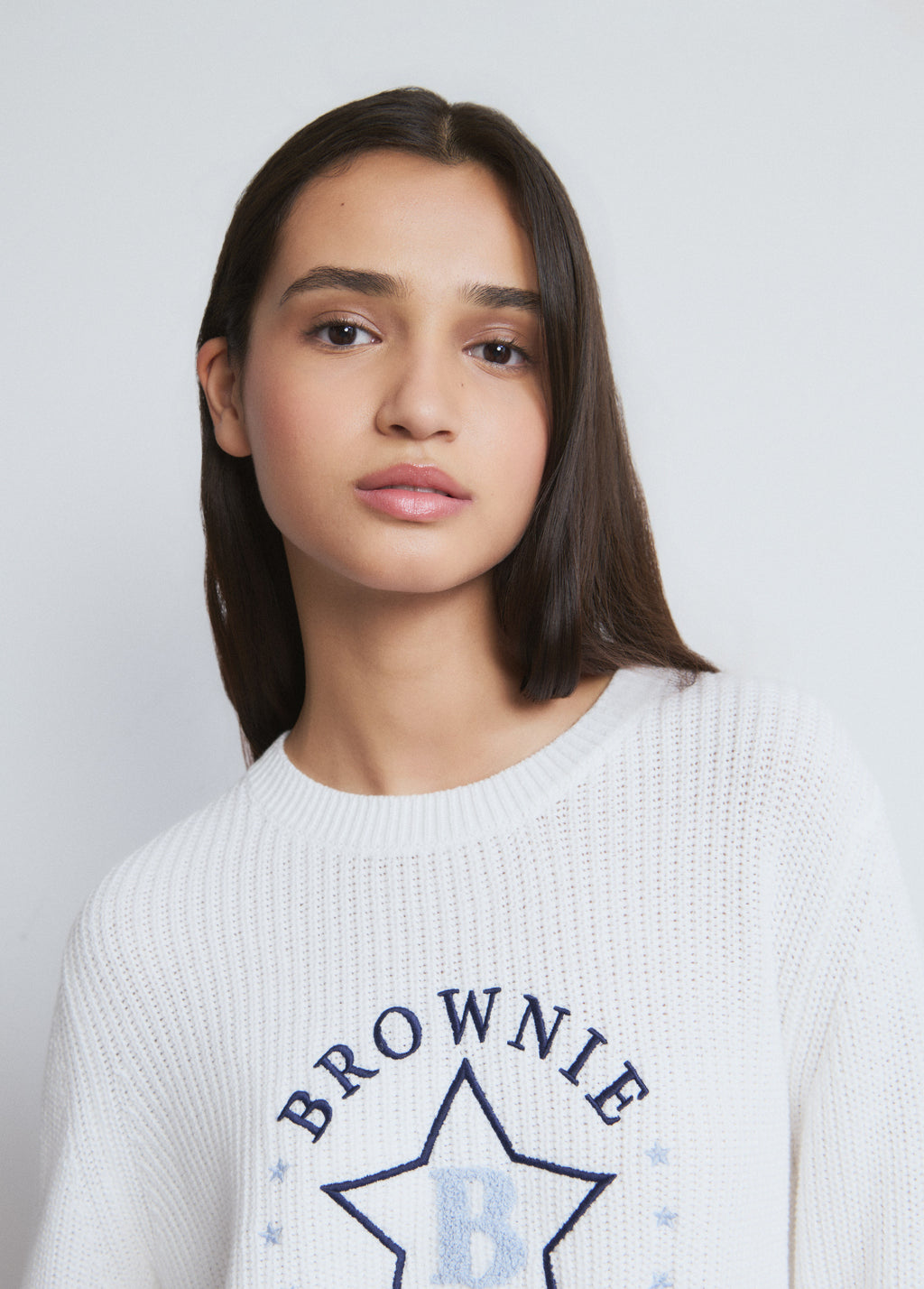 Camisola bordada com estrela flock