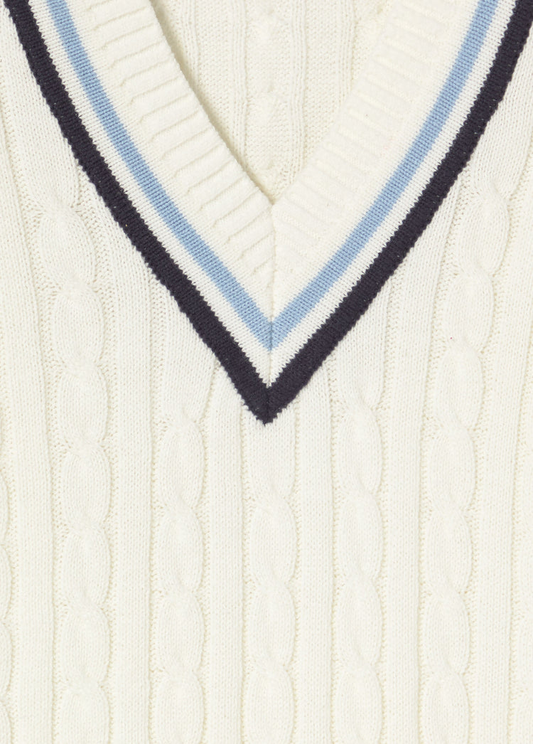 V-neck cable knit sweater