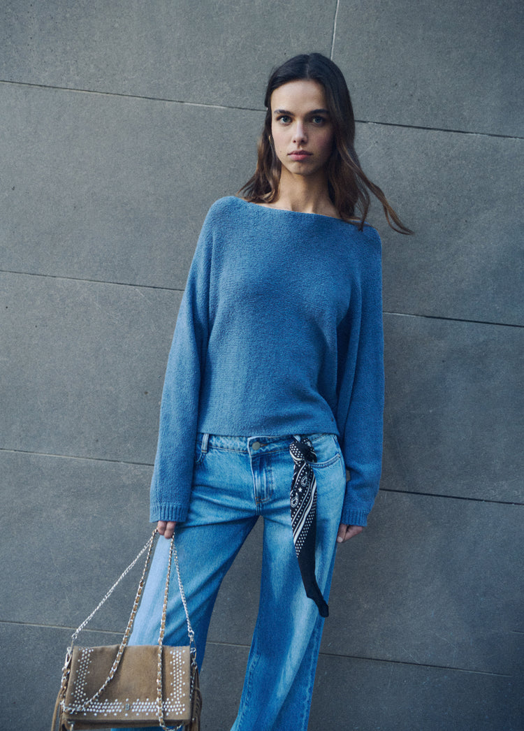Slouchy knit sweater with texture