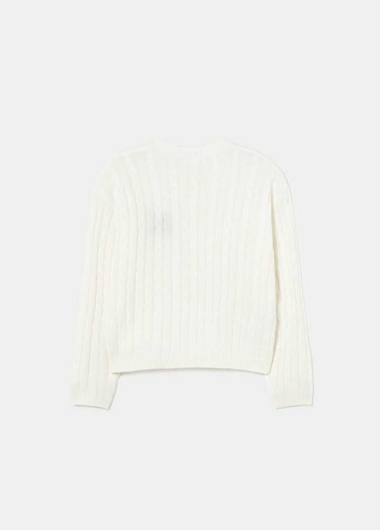 Cable knit sweater with puppies