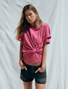 Number woven stripe t-shirt