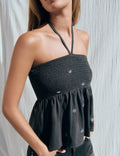 Embroidered smock top