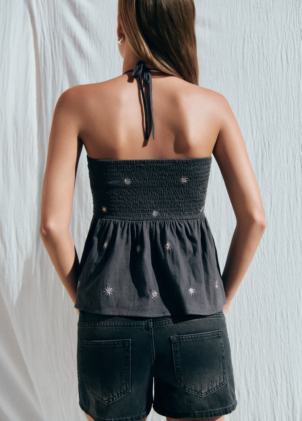 Top smock brodé