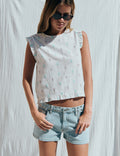 Bluse mit vielseitig tragbarem Stickmuster