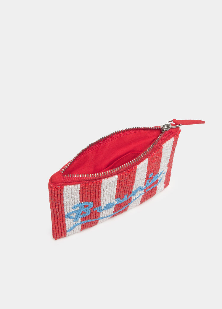 Striped beads coin purse