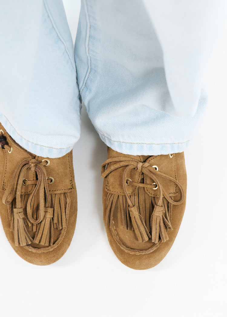 Mule mocasín borlas cuero