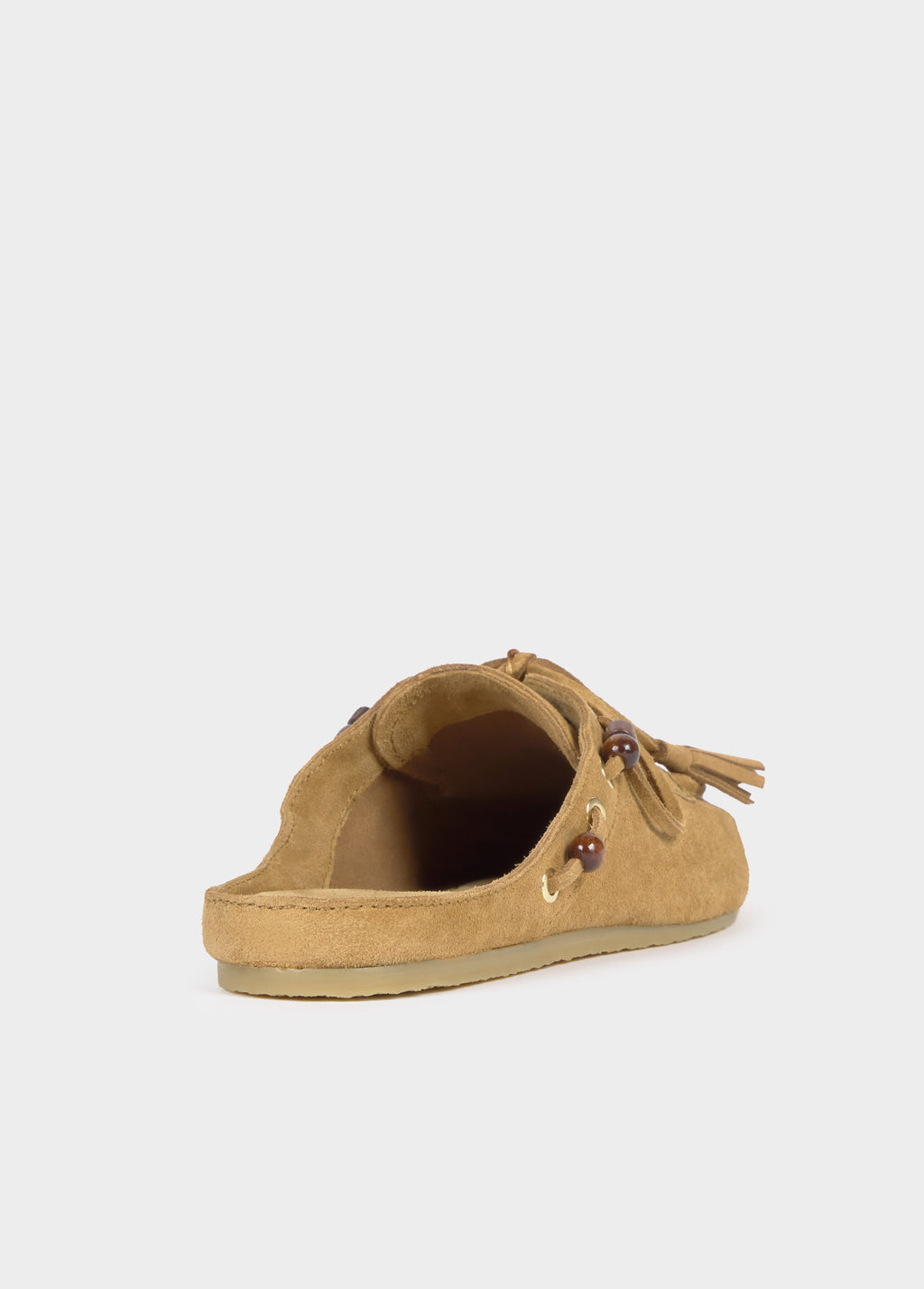 Mule mocassin à pompons cuir