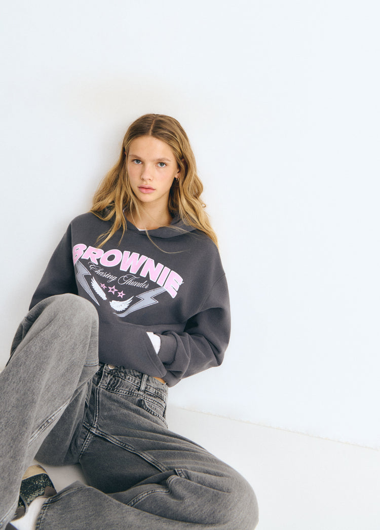 Sweat-shirt à capuche imprimé ailes