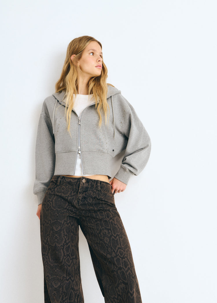 Straight animal print trousers