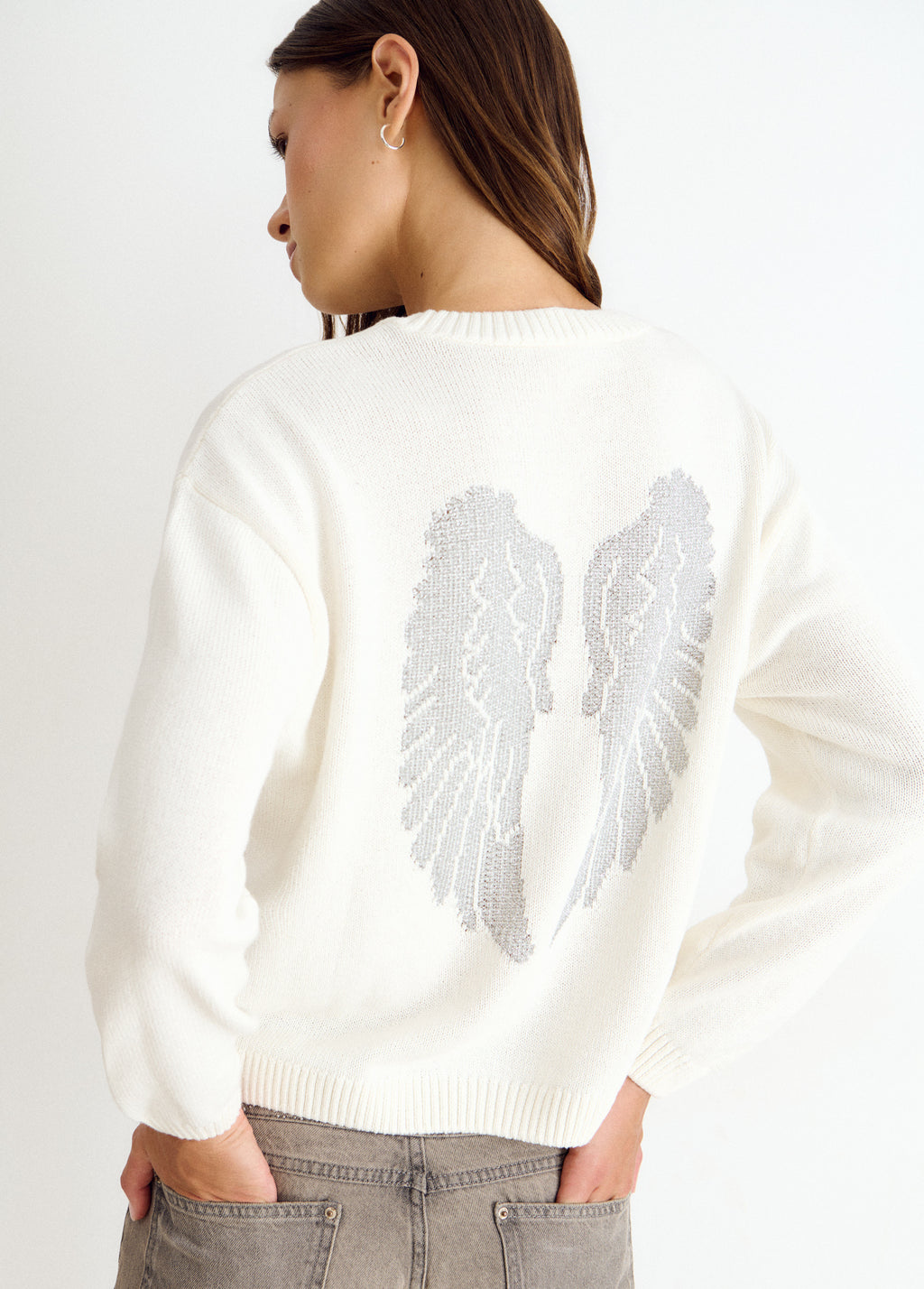 Studded wings back sweater