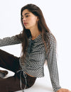 Blouse à carreaux avec détail de coulisse