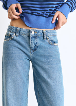 Jeans met stervormige studs