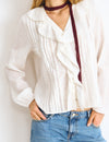 Blusa con volant centrale in lurex
