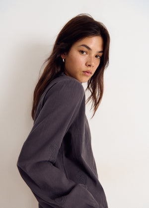 Embroidered long-sleeve blouse