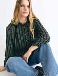Blouse à rayures avec patte de boutonnage
