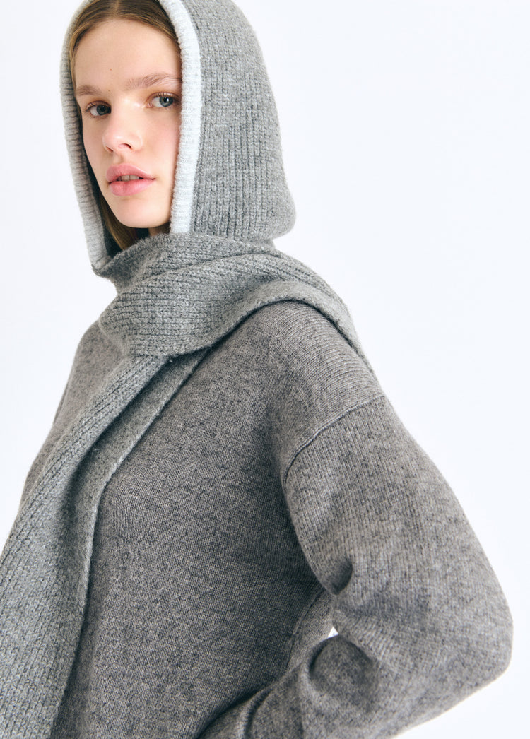 Contrast-knit hood