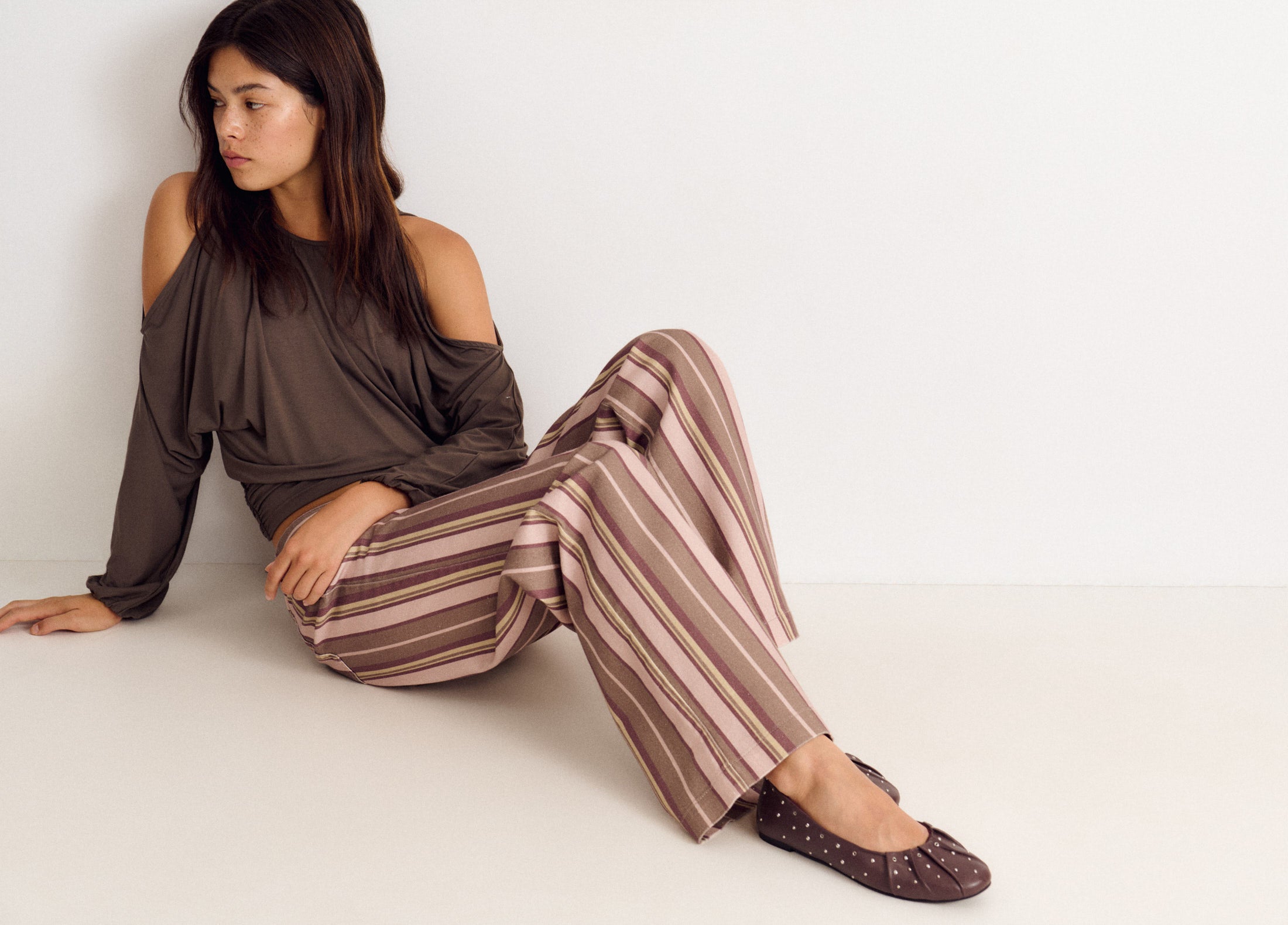 Striped print trousers
