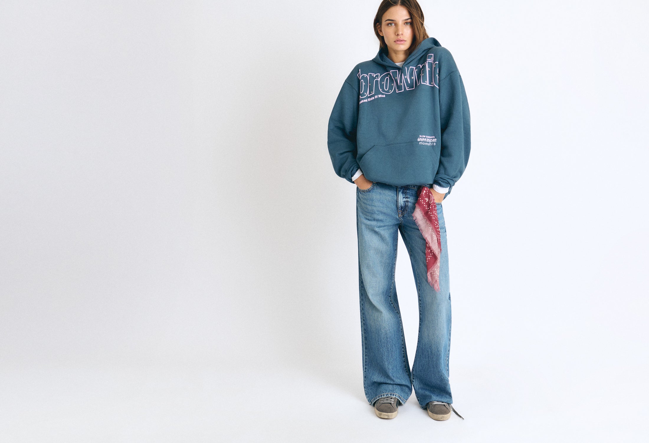 Sudadera capucha print texto