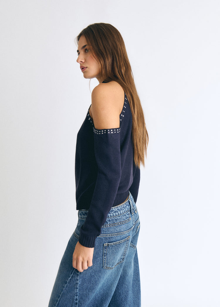 Jersey apertura hombros tachas