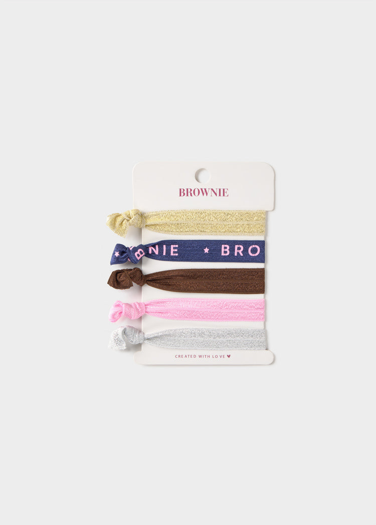 Brownie logo hair tie pack