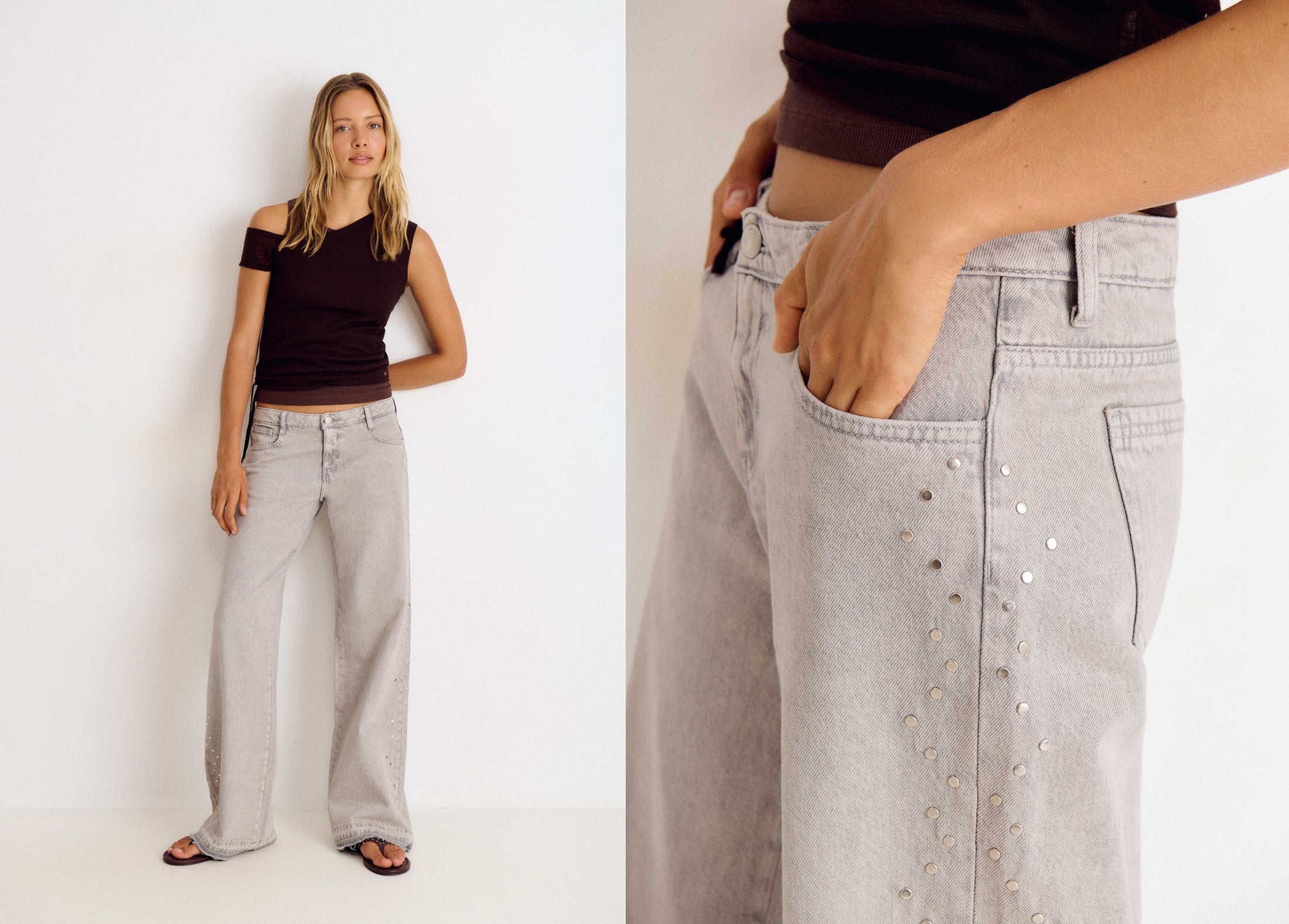 Jeans tachas laterales