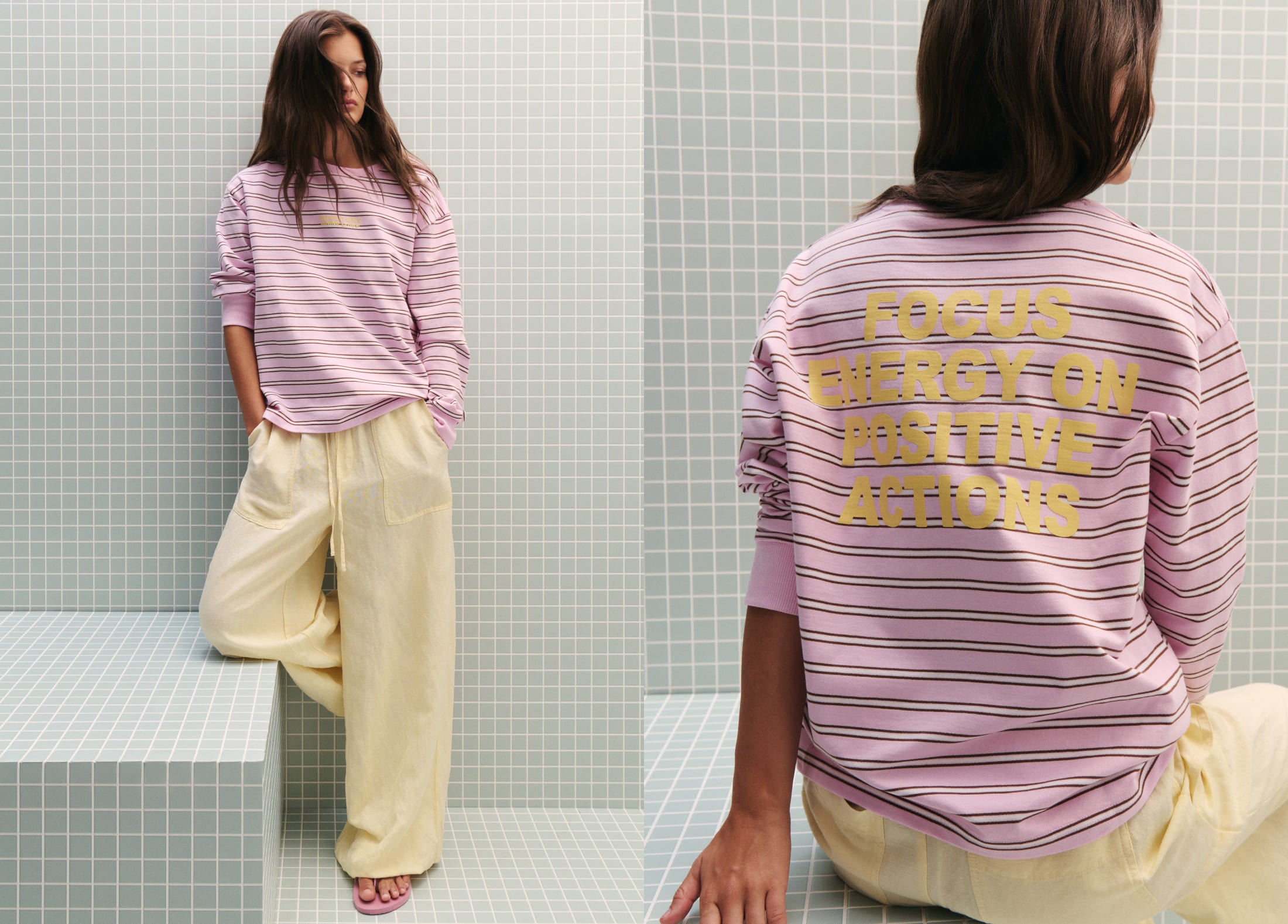 Light striped print sweatshirt