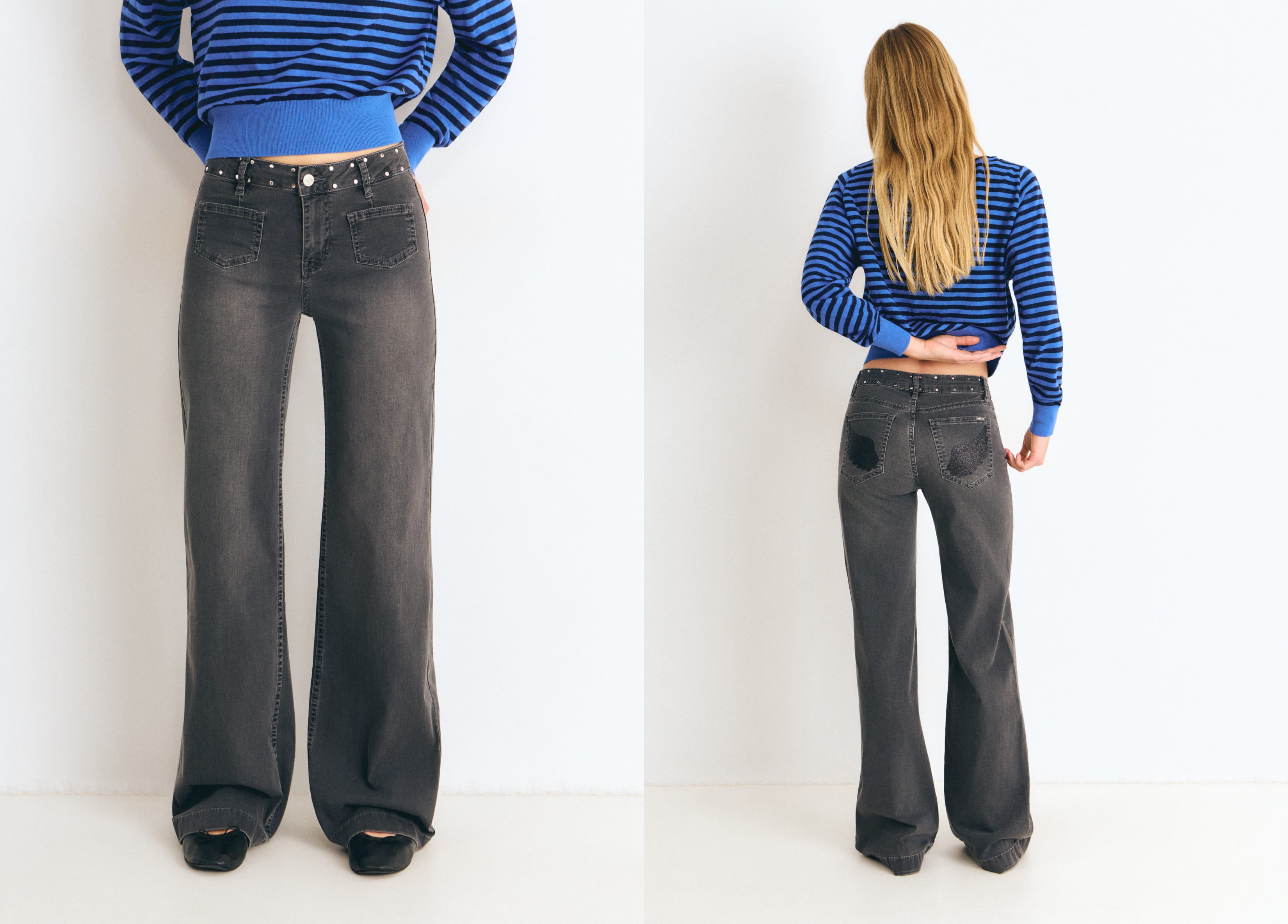 Glitzer-Culotte-Jeans mit Flügeln