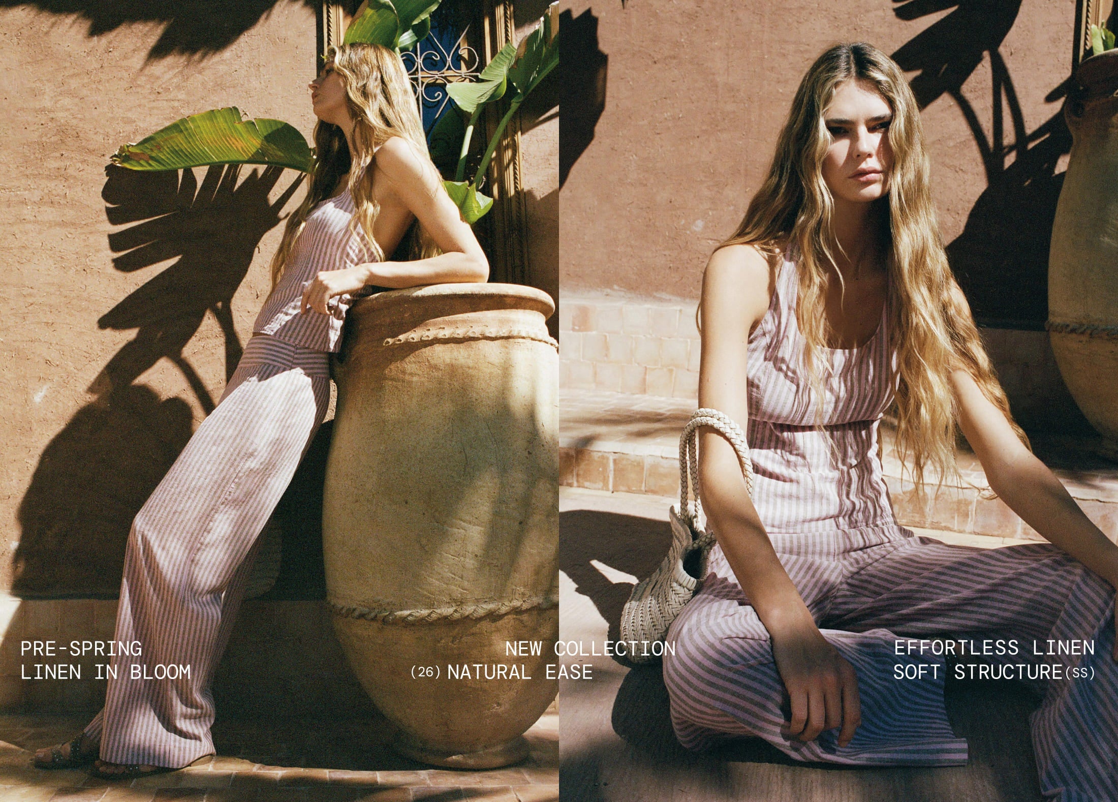 Pantalon rayé à large taille