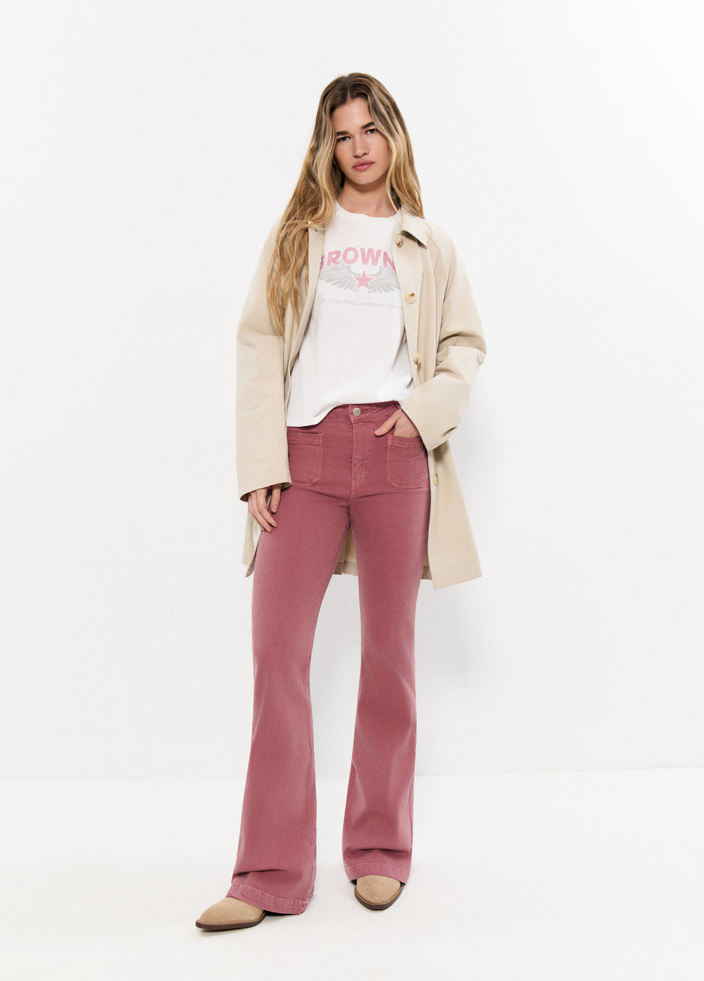 Pantalon évasé poches