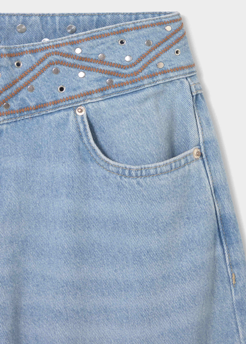 Pantalon taille large brodé