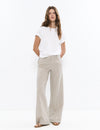 Pantalón con lino rayas vivos contraste