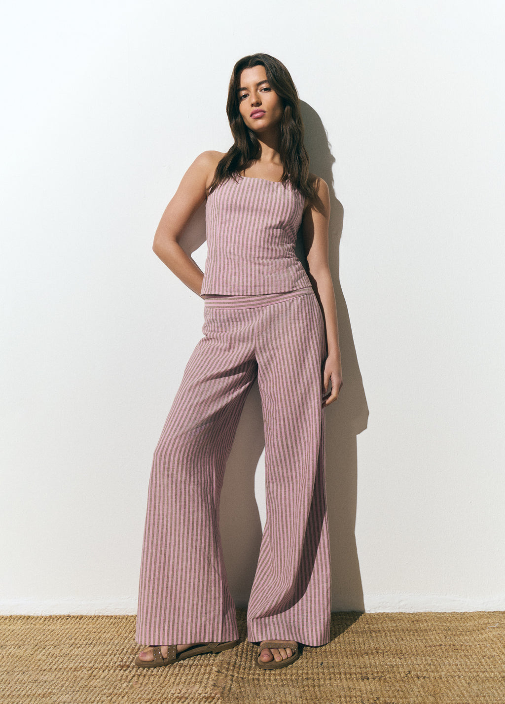 Pantaloni a righe con vita larga