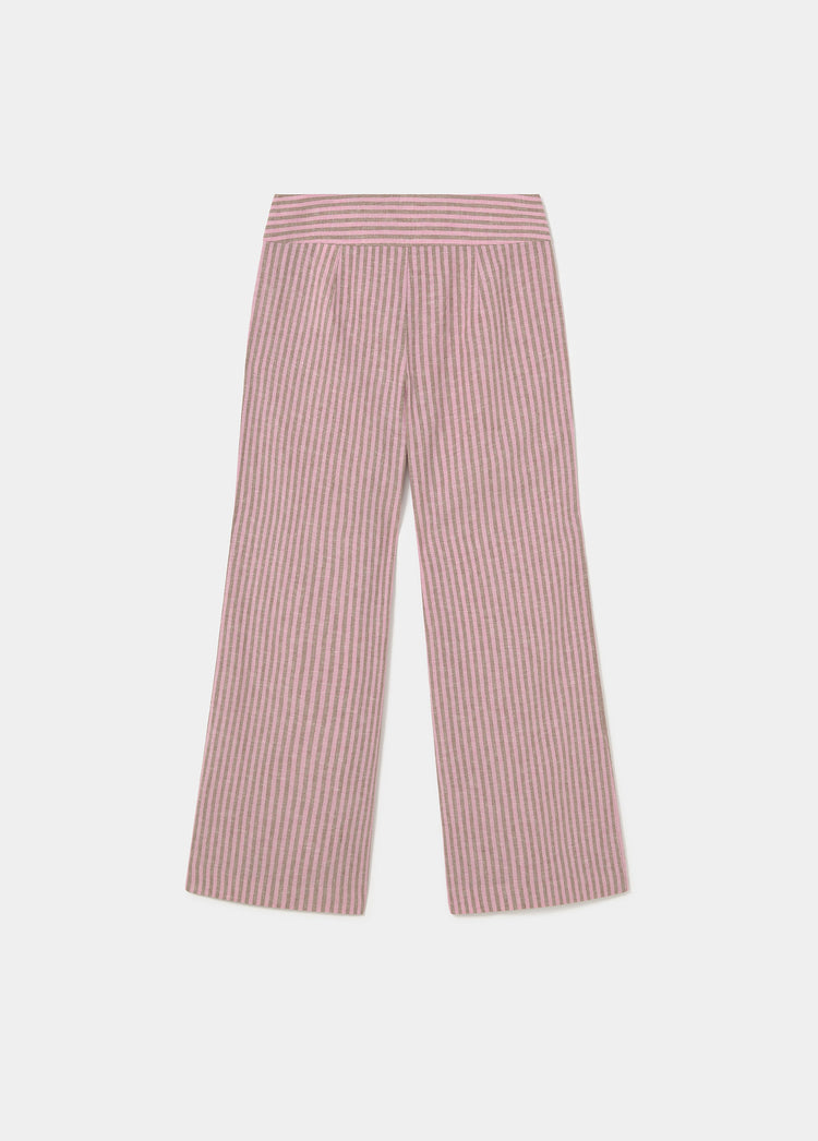 Pantalon rayé à large taille