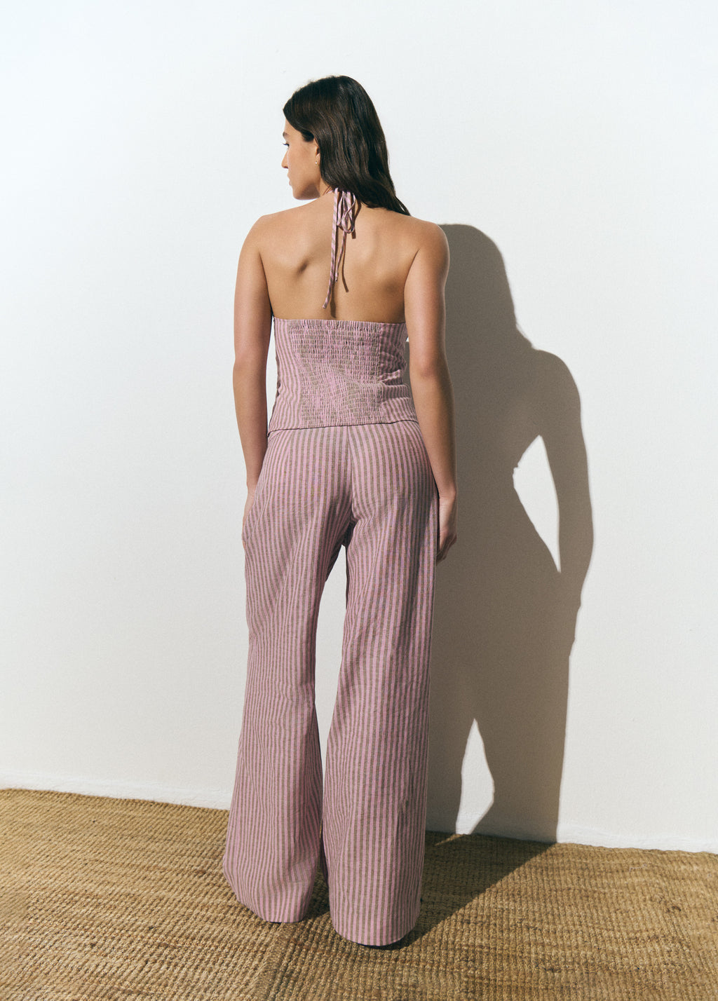 Pantaloni a righe con vita larga