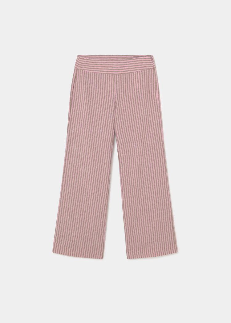 Pantalon rayé à large taille