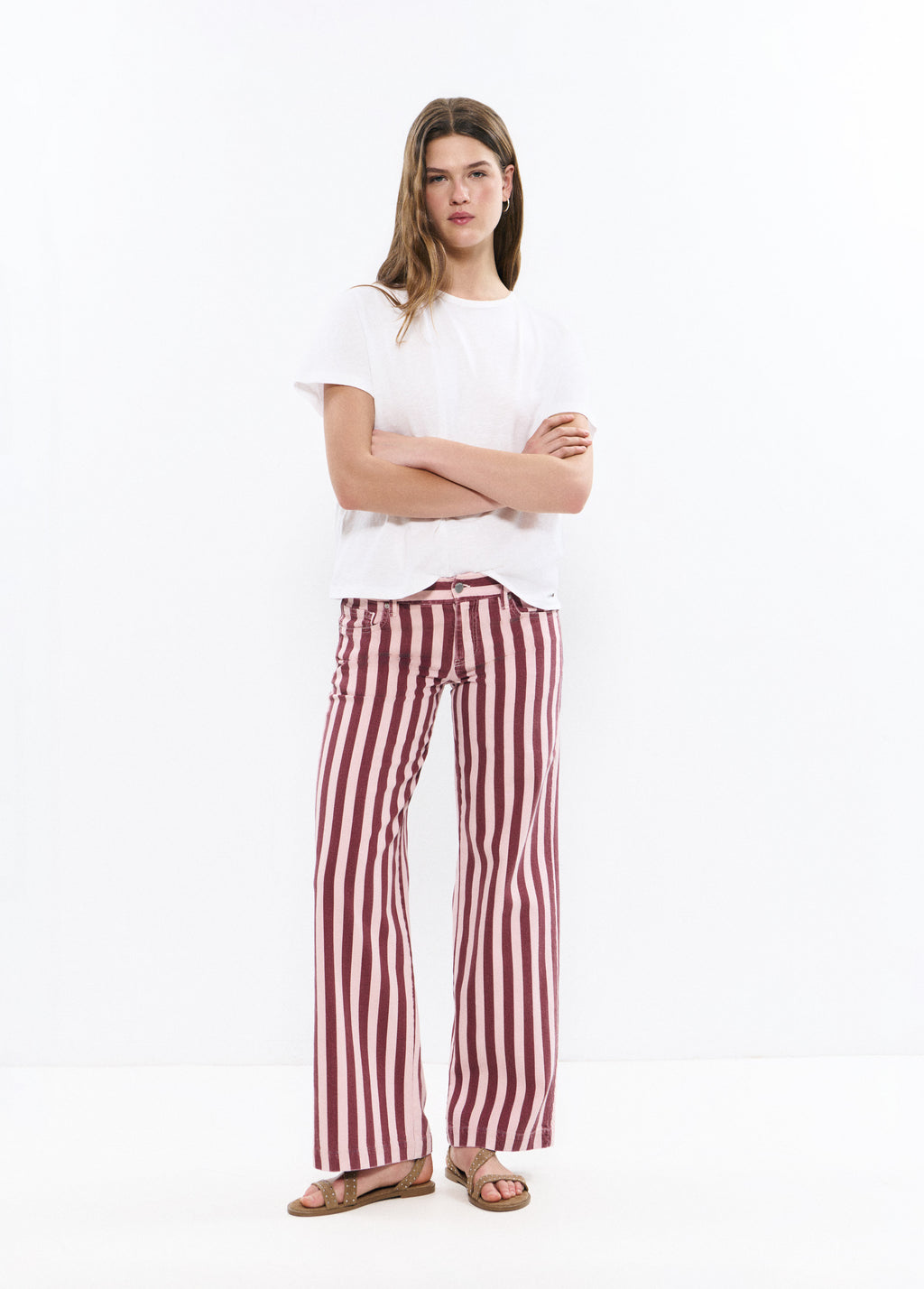 Straight striped printed pants
