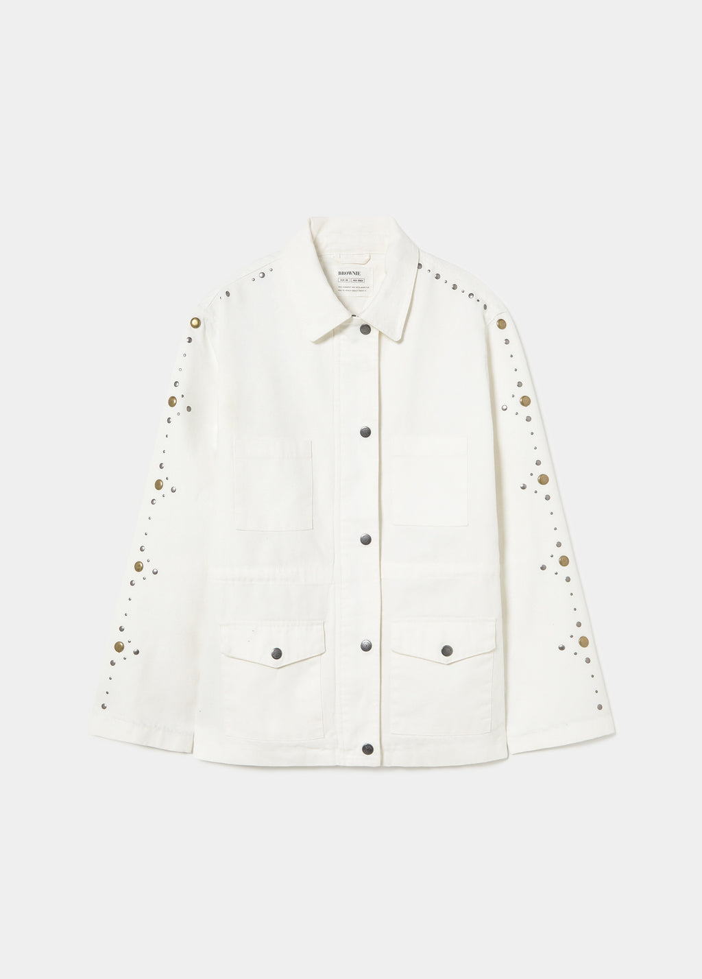 Parka blanca amb detall de taches a la màniga