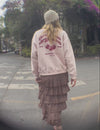 Long multi-ruffle skirt